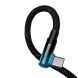 Кабель Baseus MVP 2 Elbow-shaped USB to Type-C (100W, 2m) CAVP000521 - Black / Blue. Фото 3 из 24