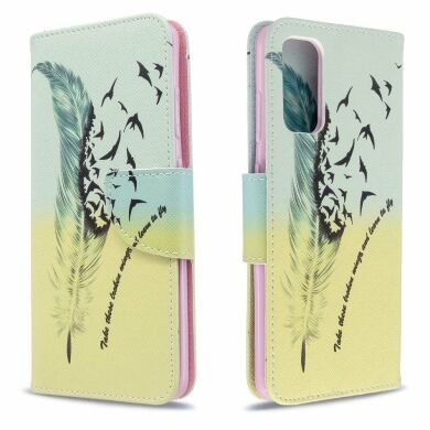 Чехол-книжка Deexe Color Wallet для Samsung Galaxy S20 (G980) - Feather Pattern
