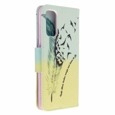 Чехол-книжка Deexe Color Wallet для Samsung Galaxy S20 (G980) - Feather Pattern