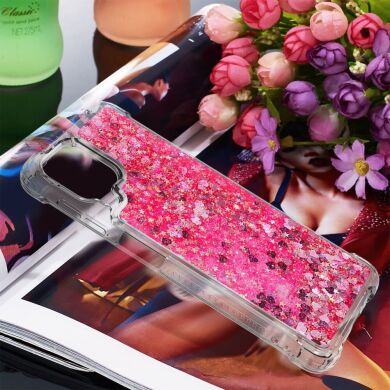 Силиконовый (TPU) чехол Deexe Liquid Glitter для Samsung Galaxy A22 (A225) / M22 (M225) - Pink Hearts