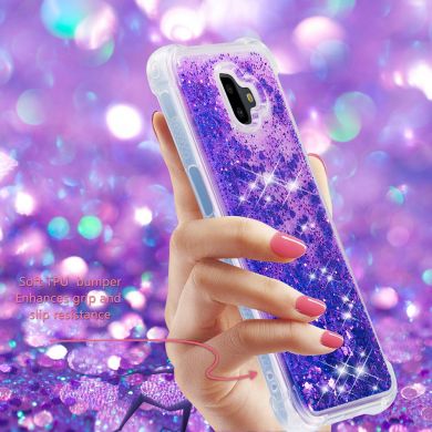Силиконовый (TPU) чехол Deexe Liquid Glitter для Samsung Galaxy J6+ (J610) - Dark Purple