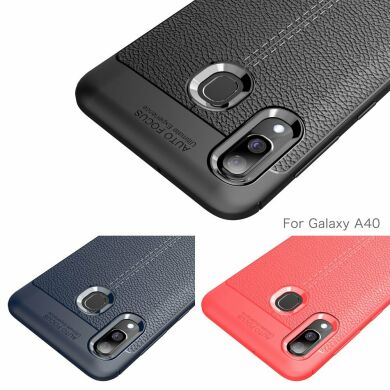 Защитный чехол Deexe Leather Cover для Samsung Galaxy A40 (А405) - Dark Blue