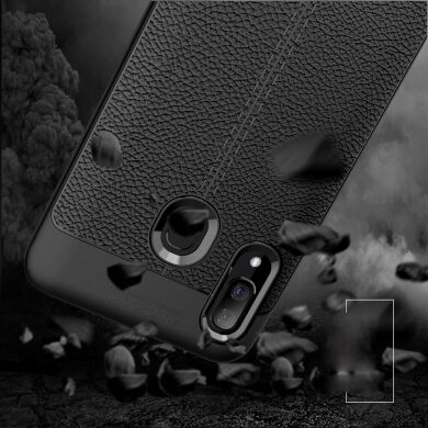 Защитный чехол Deexe Leather Cover для Samsung Galaxy A40 (А405) - Dark Blue