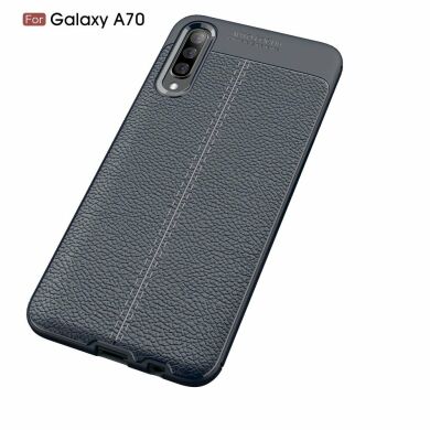Защитный чехол Deexe Leather Cover для Samsung Galaxy A70 (A705) - Dark Blue
