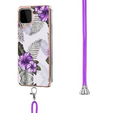 Защитный чехол Deexe Marble Flower для Samsung Galaxy A22 (A225) / M22 (M225) - Purple Flowers