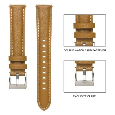 Кожаный ремешок Deexe Genuine Leather для часов с шириной крепления 18 мм - Black