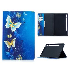 Чехол-книжка Deexe Pattern Style для Samsung Galaxy Tab S7 (T870/875) / S8 (T700/706) - Blue and Gold Butterfly