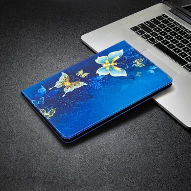 Чехол-книжка Deexe Pattern Style для Samsung Galaxy Tab S7 (T870/875) / S8 (T700/706) - Blue and Gold Butterfly