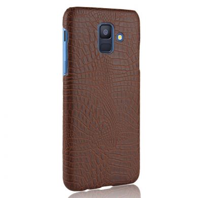 Пластиковый чехол Deexe Croco Style для Samsung Galaxy A6 2018 (A600) - Brown