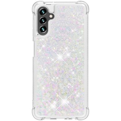 Силиконовый (TPU) чехол Deexe Liquid Glitter для Samsung Galaxy A13 5G (A136) / A04s (A047) - Shiny Hearts