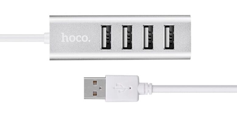 USB HUB Hoco HB1 USB to 4USB 2.0 (1m) - Silver