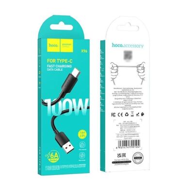Кабель Hoco X96 Hyper 100W USB to Type-C (6A, 1m) - Black