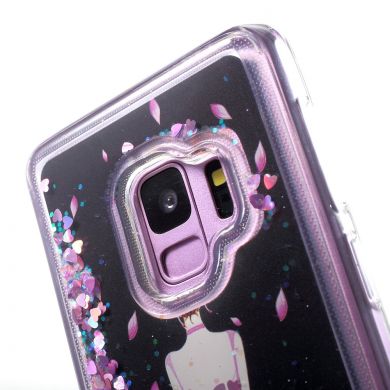 Силиконовый (TPU) чехол Deexe Liquid Glitter для Samsung Galaxy S9 (G960) - Girl Pattern
