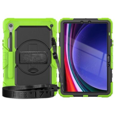 Защитный чехол Deexe Shockproof Case для Samsung Galaxy Tab S9 FE (X510) - Black / Yellow Green