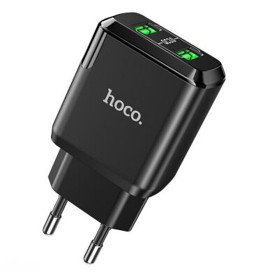 Сетевое зарядное устройство Hoco N6 Charmer (2USB, QC3.0, 3A) + кабель USB to Type-C - Black