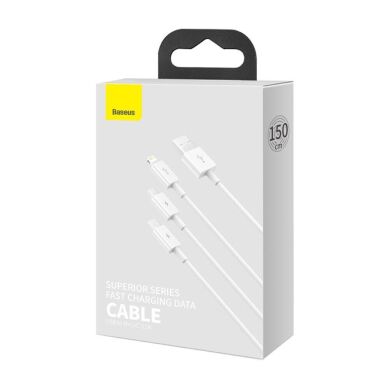 Кабель Baseus Superior Series USB to Lightning+Micro+Type-C (3.5A, 1.5m) CAMLTYS-02 - White