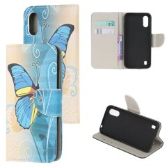 Чехол-книжка Deexe Color Wallet для Samsung Galaxy A01 (A015) - Blue Butterfly