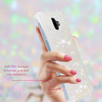 Силиконовый (TPU) чехол Deexe Liquid Glitter для Samsung Galaxy J6+ (J610) - Multi color