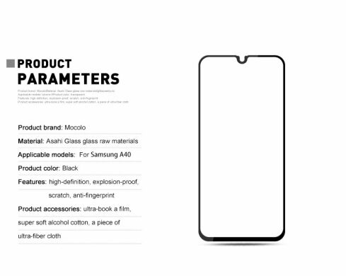 Защитное стекло MOCOLO Full Glue Cover для Samsung Galaxy A40 (А405) - Black