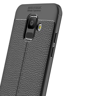 Защитный чехол Deexe Leather Cover для Samsung Galaxy A6 2018 (A600) - Black