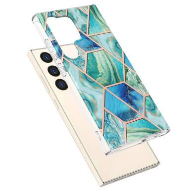 Защитный чехол Deexe Marble Pattern для Samsung Galaxy S24 Ultra - Green
