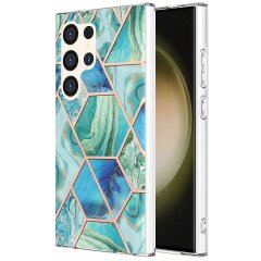 Защитный чехол Deexe Marble Pattern для Samsung Galaxy S24 Ultra - Green