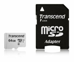 Карта памяти Transcend microSDXC 300S 64GB UHS-I U1 + адаптер - Black