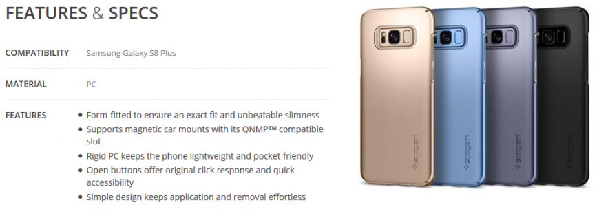 Пластиковый чехол SGP Thin Fit для Samsung Galaxy S8 Plus (G955)