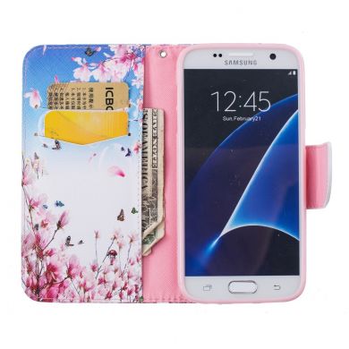 Чехол-книжка Deexe Color Wallet для Samsung Galaxy S7 (G930) - Butterfly in Flowers