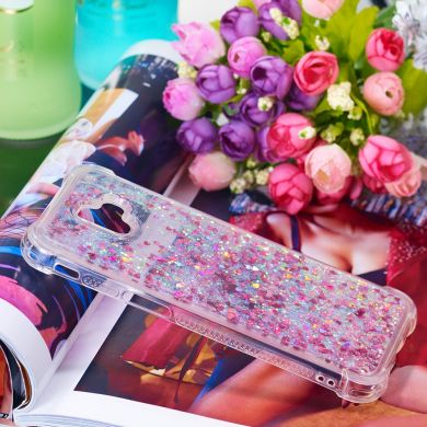 Силиконовый (TPU) чехол Deexe Liquid Glitter для Samsung Galaxy J6+ (J610) - Rose Gold