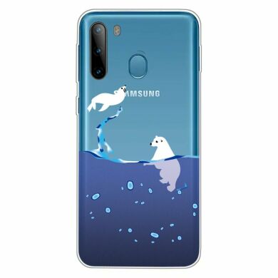 Силиконовый (TPU) чехол Deexe Pretty Glossy для Samsung Galaxy A21 (A215) - Polar Bear