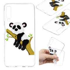 Силиконовый (TPU) чехол Deexe Pretty Glossy для Samsung Galaxy A7 2018 (A750) - Panda Climbing Tree
