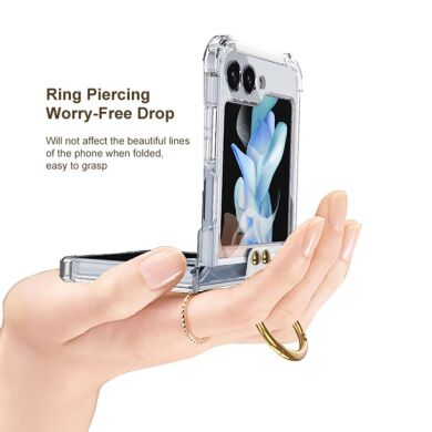 Защитный чехол GKK AirBag with Ring для Samsung Galaxy Flip 5 - Transparent Purple