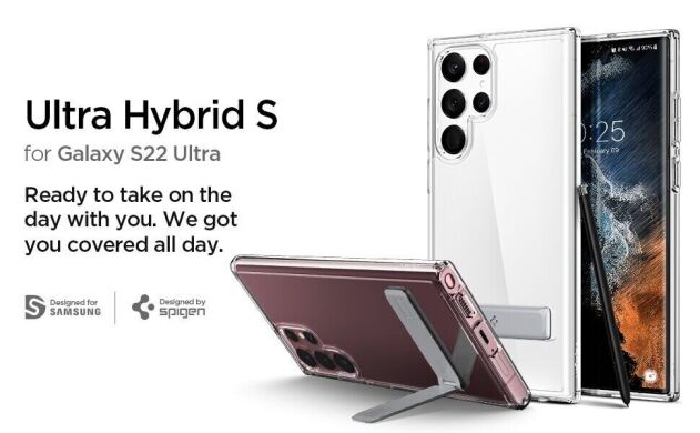 Защитный чехол Spigen (SGP) Ultra Hybrid S для Samsung Galaxy S22 Ultra (S908) - Crystal Clear