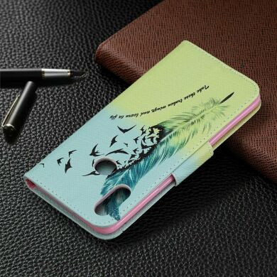 Чехол-книжка Deexe Color Wallet для Samsung Galaxy A10s (A107) - Feather Pattern