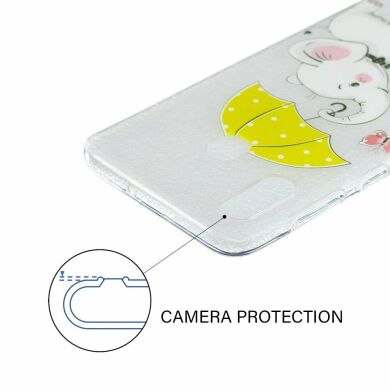 Силиконовый (TPU) чехол Deexe Pretty Glossy для Samsung Galaxy A30 (A305) / A20 (A205) - Elephant Holding an Umbrella
