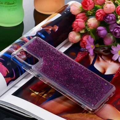 Силиконовый (TPU) чехол Deexe Liquid Glitter для Samsung Galaxy A51 (А515) - Purple