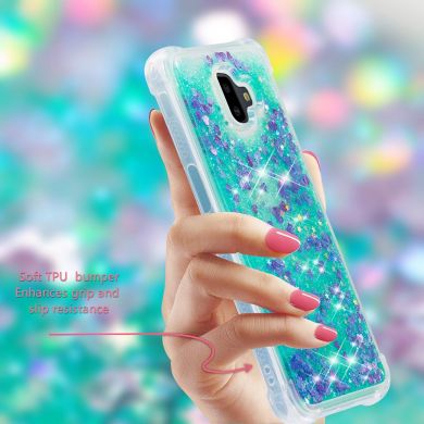 Силиконовый (TPU) чехол Deexe Liquid Glitter для Samsung Galaxy J6+ (J610) - Green