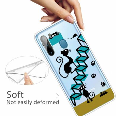 Силиконовый (TPU) чехол Deexe Pretty Glossy для Samsung Galaxy A21 (A215) - Footprint