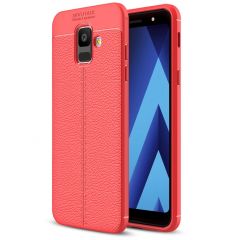 Защитный чехол Deexe Leather Cover для Samsung Galaxy A6 2018 (A600)  - Red