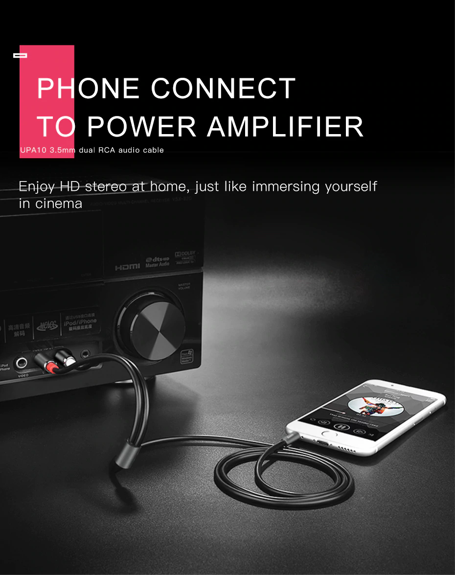 AUX-кабель Hoco UPA10 Lotus Double (1.5m) - Grey: Фото 6