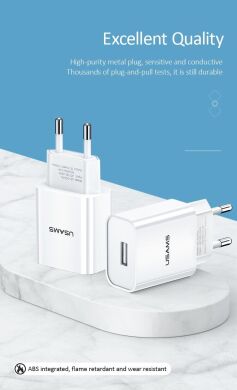 Мережевий зарядний пристрій USAMS US-CC075 T18 Single USB Travel Charger - White