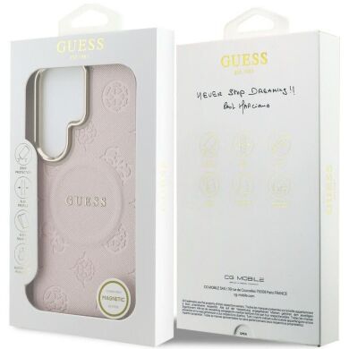 Защитный чехол Guess Saffiano Peony Embossed Ring MagSafe для Samsung Galaxy S26 Ultra (S948) GUHMS26LPSAMSECP - Pink