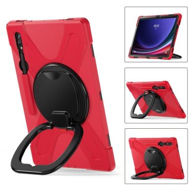 Защитный чехол Deexe Hand Grip для Samsung Galaxy Tab S9 Ultra (X910/916) - Red / Black