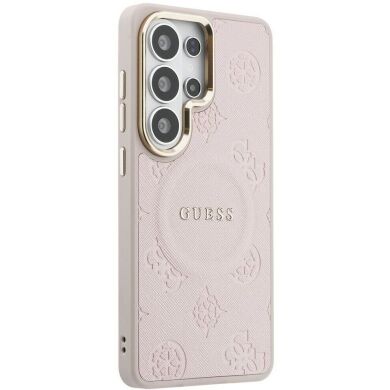 Защитный чехол Guess Saffiano Peony Embossed Ring MagSafe для Samsung Galaxy S26 Ultra (S948) GUHMS26LPSAMSECP - Pink