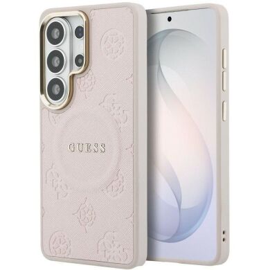 Защитный чехол Guess Saffiano Peony Embossed Ring MagSafe для Samsung Galaxy S26 Ultra (S948) GUHMS26LPSAMSECP - Pink