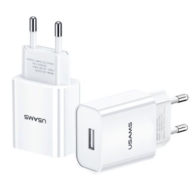 Сетевое зарядное устройство USAMS US-CC075 T18 Single USB Travel Charger - White