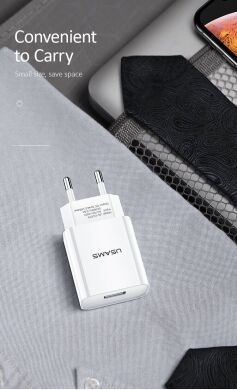 Сетевое зарядное устройство USAMS US-CC075 T18 Single USB Travel Charger - White
