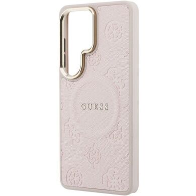 Защитный чехол Guess Saffiano Peony Embossed Ring MagSafe для Samsung Galaxy S26 Ultra (S948) GUHMS26LPSAMSECP - Pink