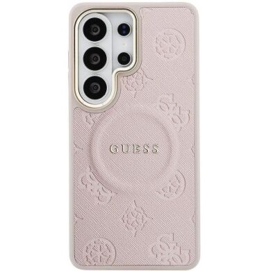 Защитный чехол Guess Saffiano Peony Embossed Ring MagSafe для Samsung Galaxy S26 Ultra (S948) GUHMS26LPSAMSECP - Pink
